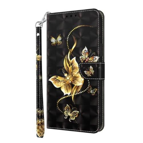 CLM-Tech Handyhülle kompatibel mit Xiaomi Redmi Note 14 Pro 5G Hülle - Tasche aus PU Leder - Klapphülle mit Ständer und Kartenfächern - Schutzhülle Wallet Case Cover goldene Schmetterlinge schwarz CLM-Tech Handyhülle kompatibel mit Xiaomi Redmi Note 14 Pro 5G Hülle - Tasche aus PU Leder - Klapphülle mit Ständer und Kartenfächern - Schutzhülle Wallet Case Cover goldene Schmetterlinge schwarz von CLM-Tech