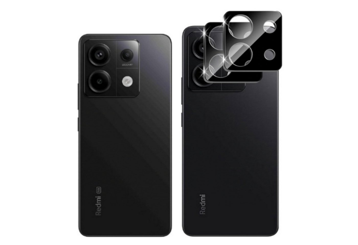 CLM-Tech Kameraschutzglas 2X Kameraschutz - Kameraglas kristallklar für Xiaomi Redmi Note 13 Pro 5G, Xiaomi Redmi Note 13 Pro 5G Linse Schutzglas 9H Glas - Folie kristallklar 2X Stück, 2 Stück, Kratzfest von CLM-Tech