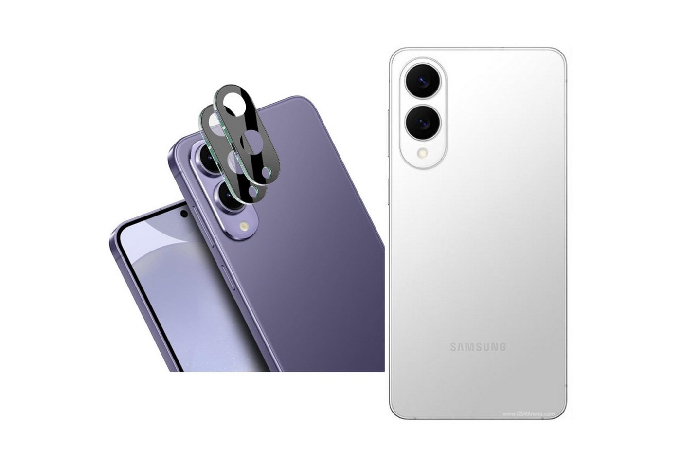 CLM-Tech Kameraschutzglas 2X Samsung Galaxy S25 Edge Kameraglas kristallklar für Samsung Galaxy S25 Edge, Linse Schutzglas 9H Glas - Folie kristallklar 2er Set Kameraschutz, 2 Stück, Kratzfest von CLM-Tech