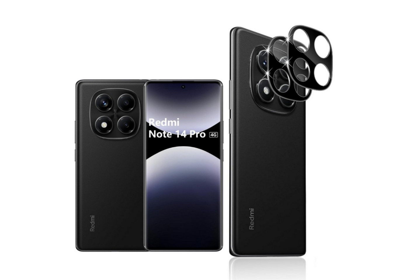 CLM-Tech Kameraschutzglas 2X für Xiaomi Redmi Note 14 Pro 4G, Linse Schutzglas 9H Glas - Folie kristallklar 2er Set Kameraschutz, 2 Stück, Kratzfest von CLM-Tech