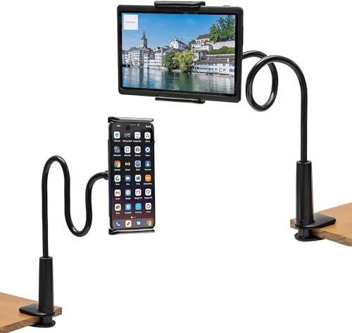 CLMCL Schwanenhals Tablet Halter, verstellbare Tablet Halter Halterung, Handy Halter, Handy Stand, Tablet Stand, Long Arm Bett Schreibtisch Halterung für Handys und Tablets 4-11 Zoll Gerät (schwarz) CLMCL Schwanenhals Tablet Halter, verstellbare Tablet Halter Halterung, Handy Halter, Handy Stand, Tablet Stand, Long Arm Bett Schreibtisch Halterung für Handys und Tablets 4-11 Zoll Gerät (schwarz) von CLMCL