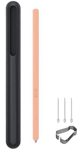 CLOTGIAAL Z Fold 6 S Pen Fold Edition, Z Fold 6 Hülle mit schlankem S-Stift, Ersatz für Samsung Galaxy Z Fold 6 + Spitzen/Federn (schwarz) (orangefarbener Stift + Hülle) von CLOTGIAAL
