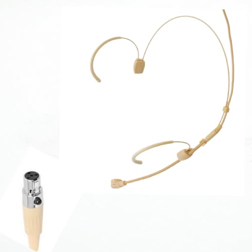Doppeltes Headset Mikrofon Ohrbügel-Kopfhörer-Mikrofon Verdecktes Microphone Compatible with Shure Wireless System Taschensender, 1,2 m Kabel und Windschutz (4 Pin Mini XLR TA4F) von CLQYGHD