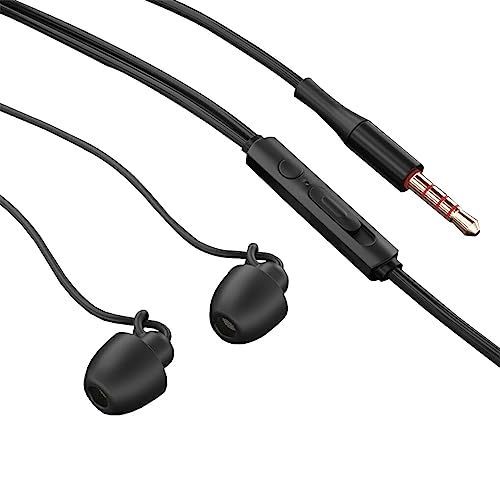 CLSSLVVBN Anti Noise Sleeping Wired Headphones mit Mikrofon Anti Fold Button Control Headset In Ear Kopfhörerversorgung für den Haushalt, Single 3.5 mm Schwarz von CLSSLVVBN