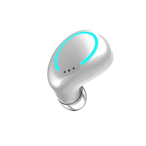 CLSSLVVBN Bluetooth kompatible Ohrhörer, schweißfester Kopfhörer, Lautstärkeregler, Freisprechfunktion, Kopfhörer zum Fahren, mit Ladekoffer, Silber von CLSSLVVBN