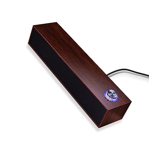 CLSSLVVBN Holz Wired Desktop Lautsprecher mit Lodestone Bluetooth 5,0 USB Sound Bar Streifen Stereo Karte Multimedia Lautsprecher von CLSSLVVBN