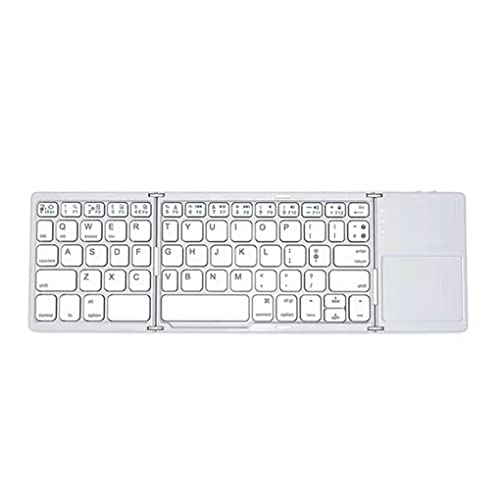 CLSSLVVBN Kabellose Tastatur, tragbar, faltbar, 140 mAh, wiederaufladbar, USB Aufladung, 64 Tasten, Bluetooth kompatibles 3.0 Tastatur Zubehör, Silber Weiss von CLSSLVVBN