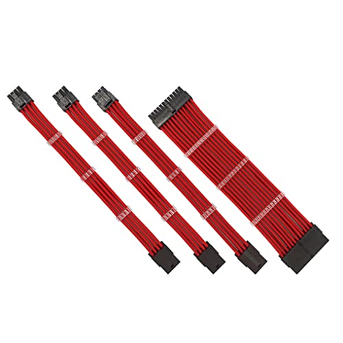 CLSSLVVBN Verlängerungskabel PC Anschlüsse Computer Netzteil Nylon Praktisches sicheres nützliches Kabelset Motherboard Kit, Rot von CLSSLVVBN