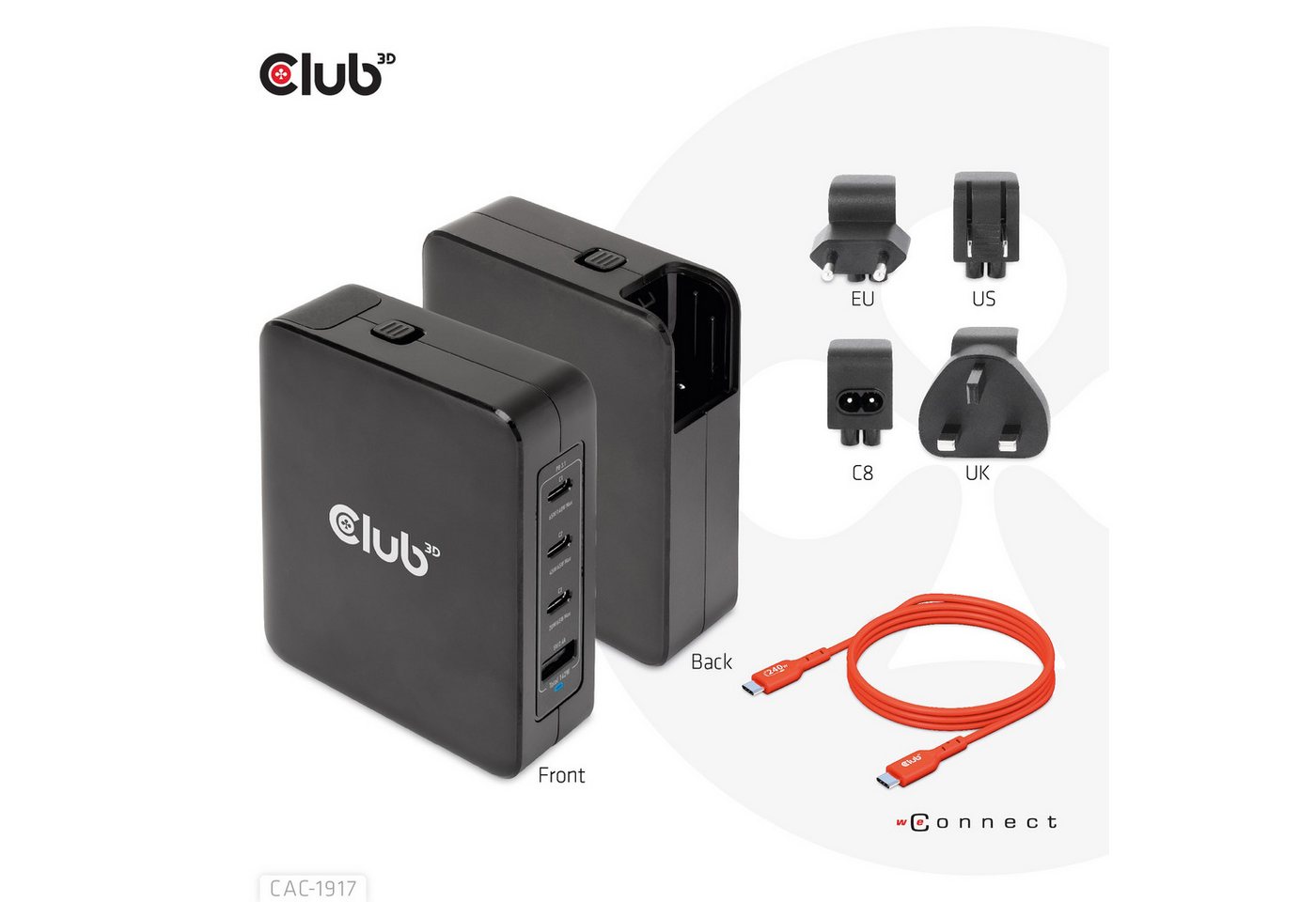 CLUB3D CAC-1917 Universal Reiseladegerät 140W Smartphone-Ladegerät von CLUB3D