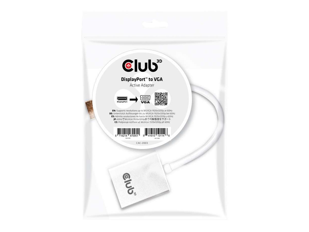 CLUB3D CLUB3D Adapter DisplayPort > VGA aktiv St/Bu Polybeutel Computer-Kabel CLUB3D CLUB3D Adapter DisplayPort > VGA aktiv St/Bu Polybeutel Computer-Kabel von CLUB3D
