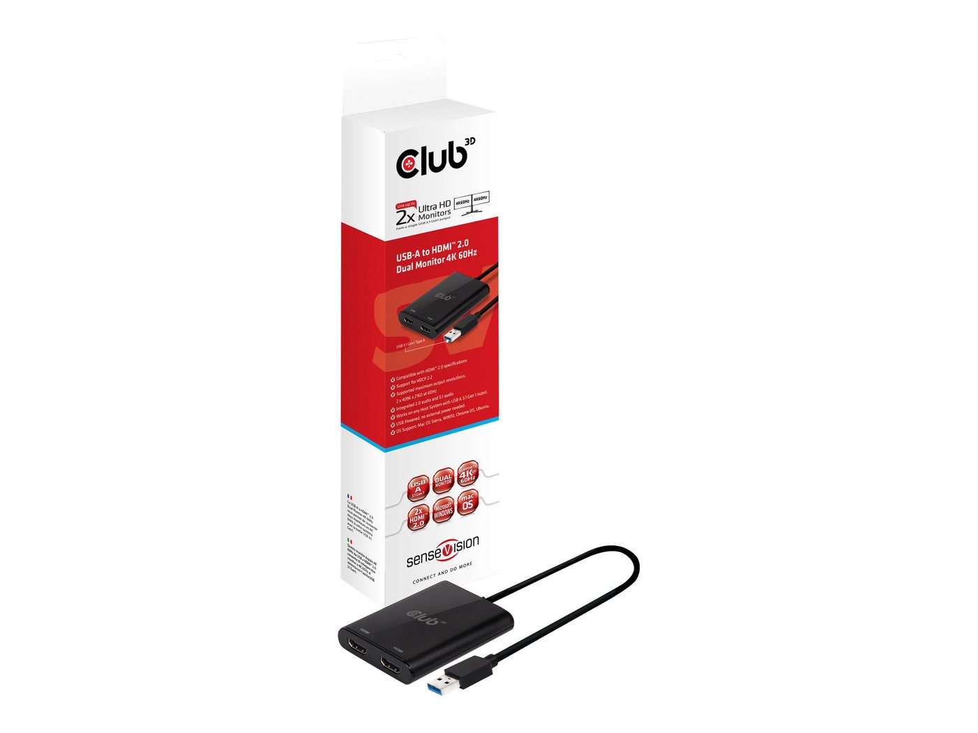 CLUB3D CLUB3D Adapter USB 3.1 Typ A > 2x HDMI 2.0 4K@60Hz akt.St/Bu retail Computer-Kabel CLUB3D CLUB3D Adapter USB 3.1 Typ A > 2x HDMI 2.0 4K@60Hz akt.St/Bu retail Computer-Kabel von CLUB3D