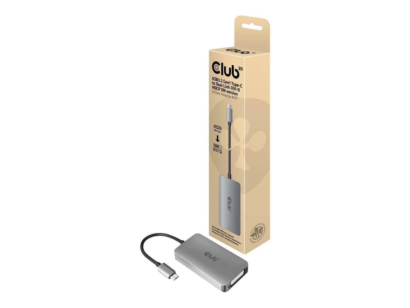 CLUB3D CLUB3D Adapter USB 3.1 Typ C > DVI-I aktiv St/Bu retail Computer-Kabel von CLUB3D