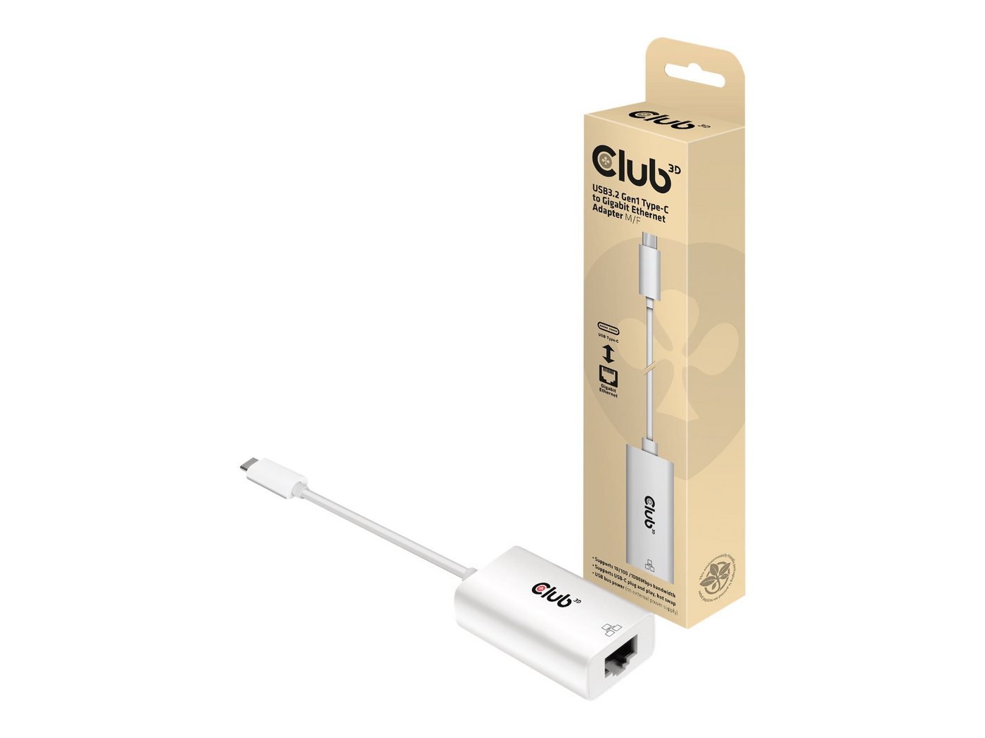 CLUB3D CLUB3D Adapter USB 3.2 Typ C > RJ-45 Gigabit LAN St/Bu retail Computer-Kabel CLUB3D CLUB3D Adapter USB 3.2 Typ C > RJ-45 Gigabit LAN St/Bu retail Computer-Kabel von CLUB3D