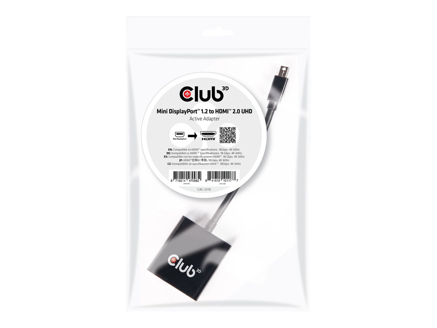 CLUB3D CLUB3D DisplayPort 1.2 Adapter mDP zu HDMI 2.0 aktiv UHD 4K60Hz Computer-Kabel CLUB3D CLUB3D DisplayPort 1.2 Adapter mDP zu HDMI 2.0 aktiv UHD 4K60Hz Computer-Kabel von CLUB3D