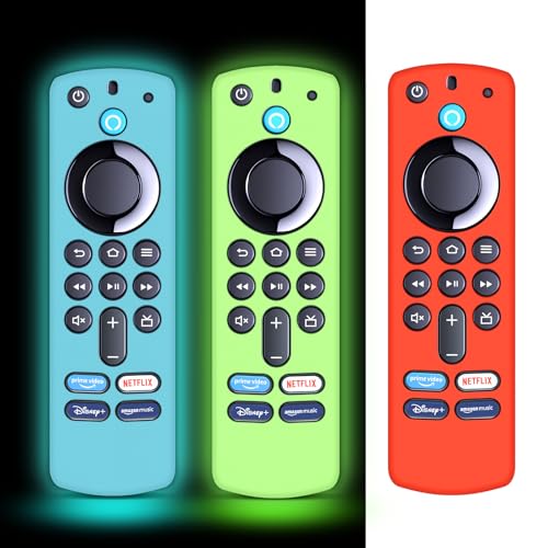 CLVIZCXOM Silikon-Fernbedienungsabdeckung für Firestick 3. Generation mit Alexa Voice Remote 4K, Fire TV Stick-Abdeckung, rutschfest, stoßfest, Silikon-Schutzhülle (rot + leuchtendes Blau + CLVIZCXOM Silikon-Fernbedienungsabdeckung für Firestick 3. Generation mit Alexa Voice Remote 4K, Fire TV Stick-Abdeckung, rutschfest, stoßfest, Silikon-Schutzhülle (rot + leuchtendes Blau + von CLVIZCXOM