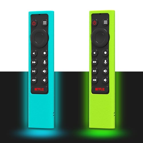CLVIZCXOM Silikon-Fernbedienungsabdeckung für NVIDIA Shield TV Pro/4K HDR-Fernbedienung, waschbar, Anti-Verlust-Fernbedienungshülle (leuchtet blau + leuchtgrün), 2 Stück von CLVIZCXOM
