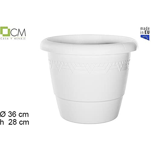 CM 151985 Elsa Plastic Plant Pot 36 cm White von CM
