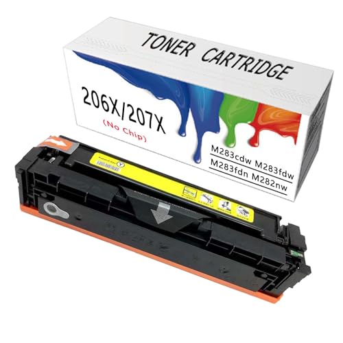 Kompatible 206X 207X Tonerkartusche als Ersatz für HP Color Laserjet Pro MFP M283fdw M283cdw M283fdn M282nw Laserdrucker, kein Chip,Yellow von CMADJT