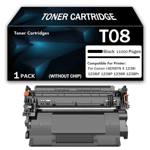 Kompatibler Tonerkartuschenersatz für Canon T08 zur Verwendung mit dem Drucker Canon i-SENSYS X 1238i 1238iF 1238P 1238R 1238Pr, BK 11000 Seiten, kann Tinte hinzugefügt Werden,Black-No Chip von CMADJT
