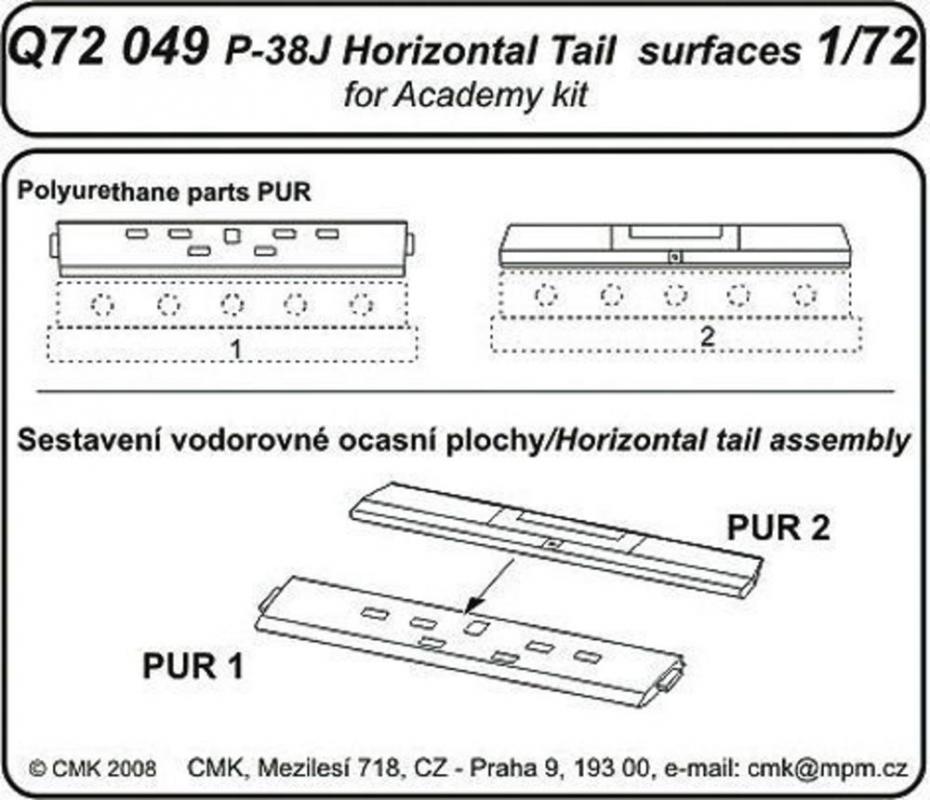 P-38J Lightning - Tail horizontal surfaces [Academy] von CMK