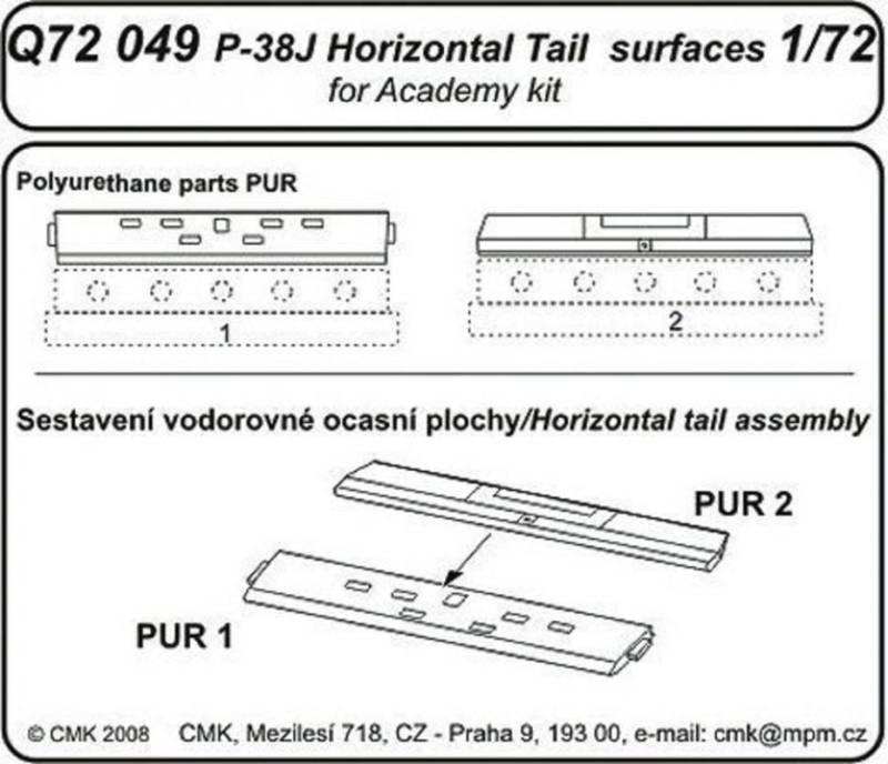 P-38J Lightning - Tail horizontal surfaces [Academy] von CMK