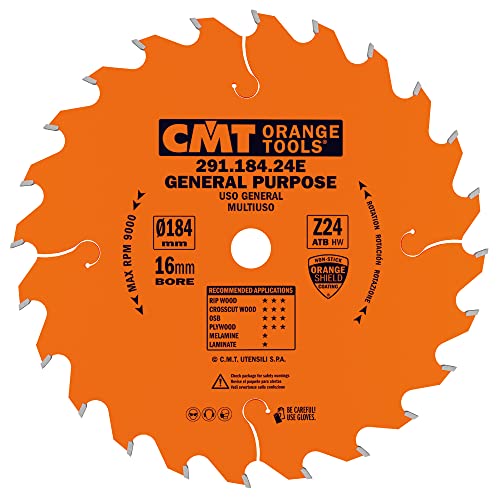 CMT Orange Tools Kreissägeblatt HW 184 x 2,6 / 1,6 x 16 Z=24 10° ATB - 291.184.24E - für Längs- und Querschnitte CMT Orange Tools Kreissägeblatt HW 184 x 2,6 / 1,6 x 16 Z=24 10° ATB - 291.184.24E - für Längs- und Querschnitte von CMT ORANGE TOOLS