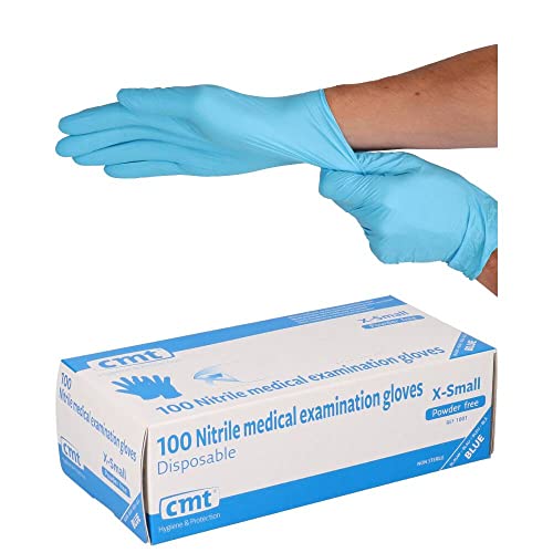 CMT Nitrilhandschuhe, puderfrei, Blau X-small (5-6), 1.000 Stück von CMT