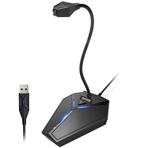 USB Computer Mikrofon,Plug & Play Desktop Omnidirektionaler Kondensator PC Laptop Mikrofon,Stummschaltknopf mit LED-Anzeige, Compatibel mit Windows / Mac, ideal für Youtube, Skype, Aufnahme (5ft) von CMTECK
