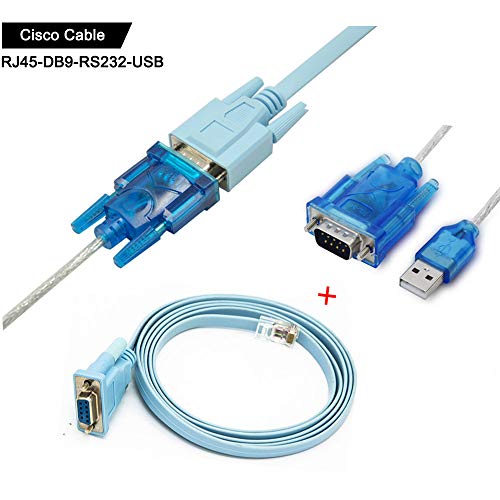 Cisco Konsolen kabel Serielles Kabel Rj45 auf DB9 & RS232 auf USB (2 In 1) Für Cisco Gerät, Stabil, Einfach zu Bedienen, Einfach Einzuloggen Cisco-System 1.8M+1M von CMYKZONE