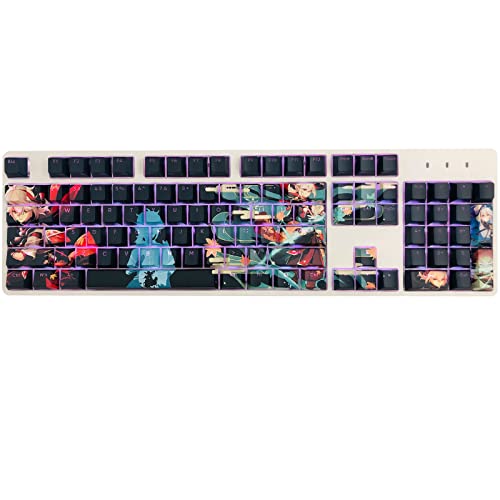 Genshin Impact Kaedehara Kazuha PBT Hintergrundbeleuchtete Tastenkappen, Cherry Profile 108 Tasten-Set für MX Mechanische Gaming Tastatur-Tastenkappen, 5-seitige Farbsublimation benutzerdefinierte Tastenkappen, Englisch (US) Layout von CN GAMING