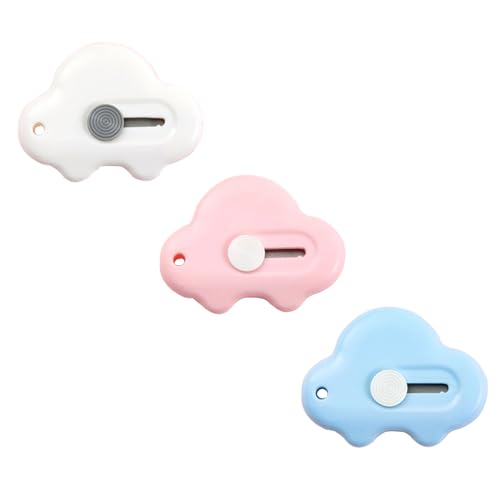 3pcs Box Cutter, Mini Utility Messer, Boxöffner, mini einziehbare Utility -Messer, Cutter -Buchstabenöffner, Taschenbox zum Schneiden von Papierkarton -Büroschule, 3 Farben. von CNAFGBGG