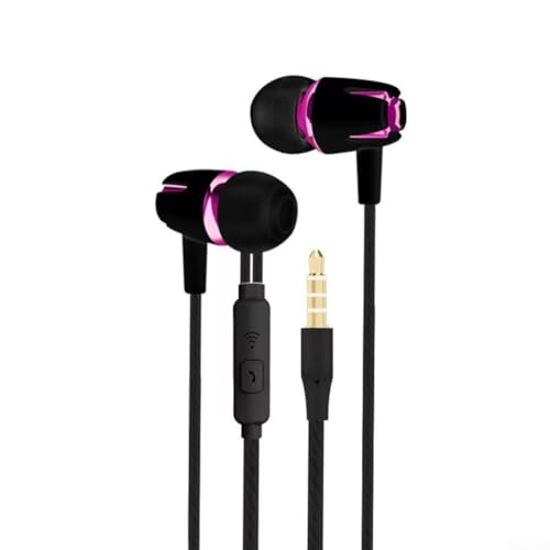 CNANRNANC Kabelgebundene Kopfhörer mit Geräuschunterdrückung und integriertem Mikrofon, perfekt für den täglichen Pendler (Schwarz / Pink) von CNANRNANC