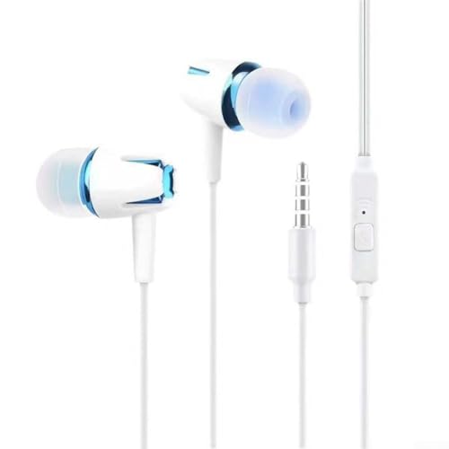 CNANRNANC Kabelgebundene Kopfhörer mit Geräuschunterdrückung und integriertem Mikrofon, perfekt für den täglichen Pendler (weiß-blau) von CNANRNANC