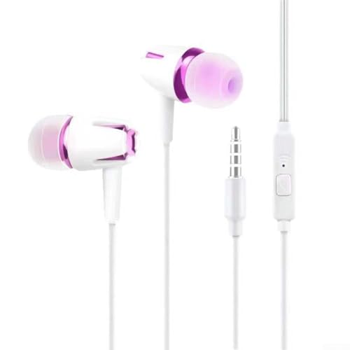 CNANRNANC Kabelgebundene Kopfhörer mit Geräuschunterdrückung und integriertem Mikrofon, perfekt für den täglichen Pendler (weiß-rosa) von CNANRNANC