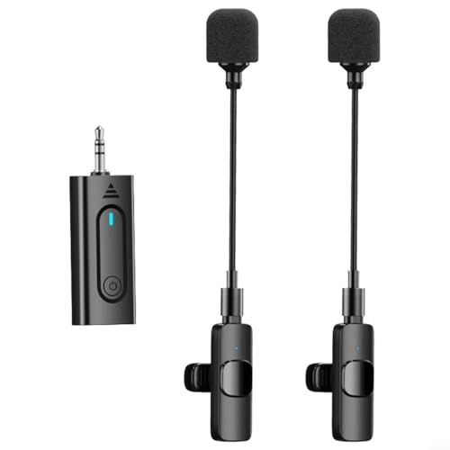 CNANRNANC Professionelles kabelloses Lavalier-Mikrofon für Kameras, Handys, Laptops, 30 m Reichweite, digitale Abtastung, 16 Bit-16 kHz, klare Audioqualität, wiederaufladbarer Akku (zwei Mikrofone) von CNANRNANC