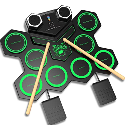 Schlagzeug Elektronisch Drum Set, 9 Pads Silikon Roll Up Drum mit Eingebautem Lautsprecher Schlagzeug Pedale Trommelstock, Tragbares Kinder Schlagzeug Kit für Urlaub Geburtstag Weihnachts Geschenk Schlagzeug Elektronisch Drum Set, 9 Pads Silikon Roll Up Drum mit Eingebautem Lautsprecher Schlagzeug Pedale Trommelstock, Tragbares Kinder Schlagzeug Kit für Urlaub Geburtstag Weihnachts Geschenk von CNAPXAIA