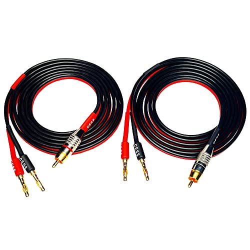 CESS-024-6f Lautsprecherkabel mit Cinch-Stecker auf 4-mm-Bananenstecker, reines Kupfer, vergoldete Stecker, 400 Stränge, verzinnter Kupferdraht, weiches Silikon-Gummikabel (14 AWG, 1,8 m) von CNCESS