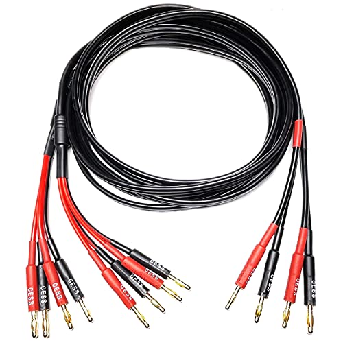 CNCESS Bi-Wire Bananenstecker-Splitter-Lautsprecherkabel, 2 auf 4 Bananenstecker, 12 Gauge, 2-Kanal (1,8 m) von CNCESS