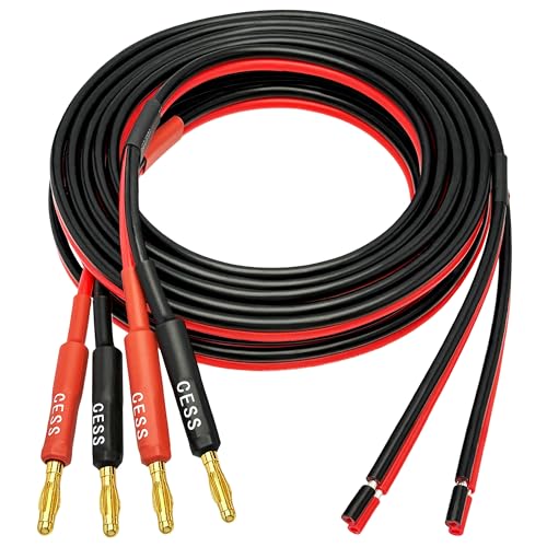 CNCESS CESS-225-6f Bananenstecker-Adapterstecker auf blankes Kabel, offenes Ende, Audiokabel, DIY für Lautsprecher und Verstärker, 2-K, 14 Gauge (1,8 m) von CNCESS