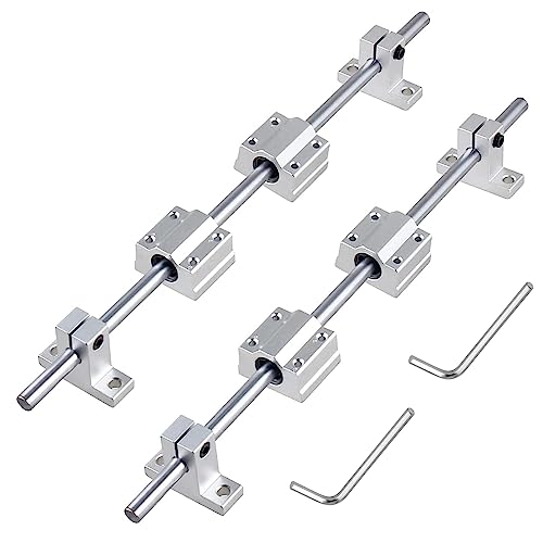 CNCMANS 2Stück 1000mm Linearwelle Ø20mm Linearführung 1000mm Linearführungen Präzisionswelle mit 4Stück SK20 Horizontale Halterung und 8Stück SCS20UU Linearlager Lagerblock für 3D Drucker von CNCMANS