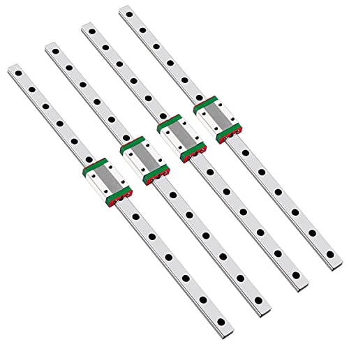 CNCMANS 4 Stück MGN9 250mm Linearführungen Lagerstahl Lineare Schienenführung 250mm mit MGN9H Edelstahl Gleitblöcke Linearlager für CoryXYZ DIY 3D Drucke (MGN9H 250mm Schiene, H-Type) von CNCMANS