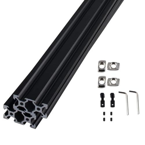 CNCYEAH 2 Stück V Typ Systemprofile 2040 1000mm Aluminiumprofil Extrusions Eloxierte Linearschiene+2pcs L-Winkelsteckverbinder+50pcs T-Mutter+1pcs Schraubenschlüssel für 3D-Drucker und CNC DIY von CNCYEAH