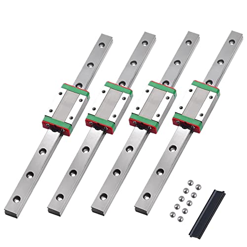 CNCYEAH Lineare Führungsschiene MGN9H 500mm Lineare Schienenführung mit MGN9H Edelstahl Wagenblock, Linearführung Schiene für CNC XYZ DIY Graviermaschine (4 Stück H-Type) von CNCYEAH