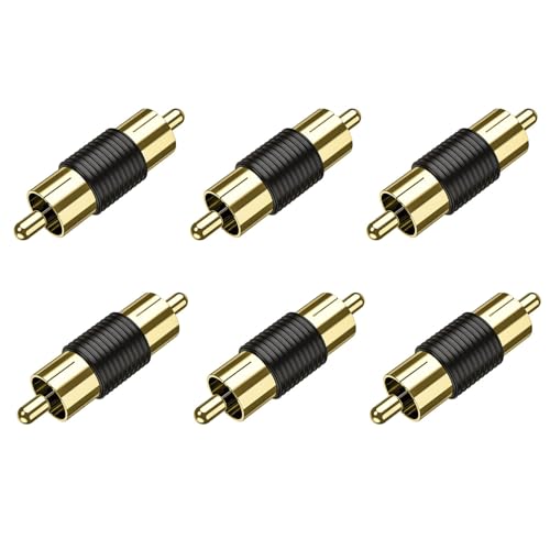 CNHIDEE Cinch-Stecker auf Stecker, vergoldet, Premium-Audio-Video-Extender-Adapter für Verstärker, Lautsprecher, Fernseher, Spielekonsolen und Heimkino-Systeme, Cinch-Adapter, Stecker auf Stecker, 6 von CNHIDEE