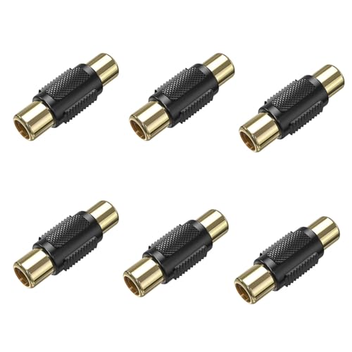 Cinch-Buchse auf Buchse, vergoldet, Premium-Audio-Video-Extender-Adapter für Verstärker, Lautsprecher, Fernseher, Spielekonsolen und Heimkino-Systeme, Cinch-Adapter, Stecker auf Klinke, 6 Stück Cinch-Buchse auf Buchse, vergoldet, Premium-Audio-Video-Extender-Adapter für Verstärker, Lautsprecher, Fernseher, Spielekonsolen und Heimkino-Systeme, Cinch-Adapter, Stecker auf Klinke, 6 Stück von CNHIDEE