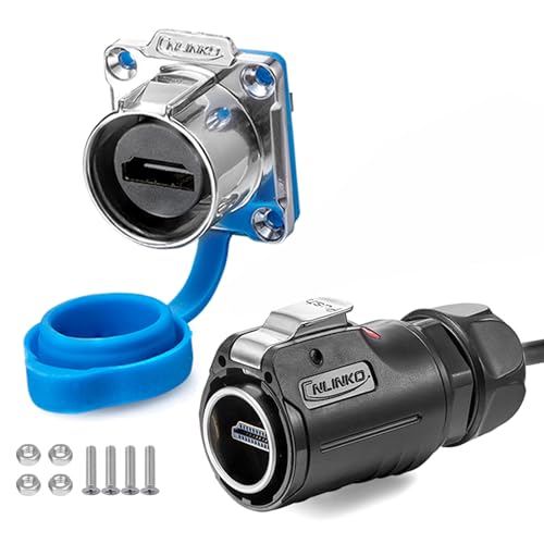CNLINKO LP-24 HDMI-Stecker, Aviation-Stecker mit 40 Zoll 4K HD wasserdichte Kabel, IP68 Wasserdichter Steckverbinder für Audio-Video-Geräte-Verbindungen (HDMI-Set) von CNLINKO