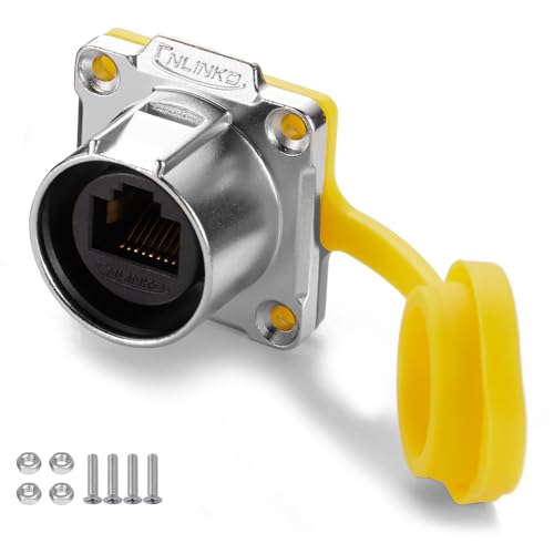 CNLINKO LP-24 RJ45 Einbaubuchse, 8P8C Dual Port Stecker, Rundstecker für Netzwerkverbindungen, IP68 Wasserdichter Stecker M24 (RJ45 Buchse) von CNLINKO