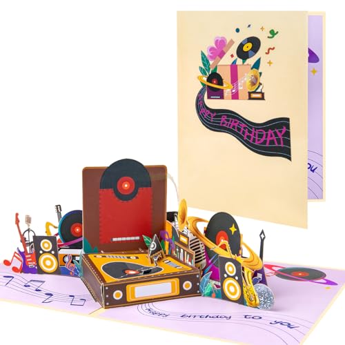 CNLITIHEKA Plattenspieler Geburtstagskarte, Happy Birthday Pop Up Karte, Vatertag Pop Up Karten, 3D Jubiläum Grußkarten für Jungen Mädchen Kinder CNLITIHEKA Plattenspieler Geburtstagskarte, Happy Birthday Pop Up Karte, Vatertag Pop Up Karten, 3D Jubiläum Grußkarten für Jungen Mädchen Kinder von CNLITIHEKA