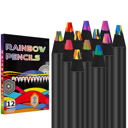 CNMTCCO Regenbogenstift, 12 Farben Regenbogenstifte Buntstifte Kinder, Geschenke für Mädchen, Holzstifte Farbstifte für Zeichnen, Skizzieren, Ausmalen, Mitgebsel Kindergeburtstag von CNMTCCO