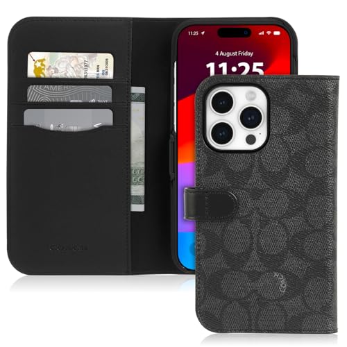 COACH Wallet Folio iPhone 15 Pro Hülle, kompatibel mit MagSafe - Signature Charcoal COACH Wallet Folio iPhone 15 Pro Hülle, kompatibel mit MagSafe - Signature Charcoal von COACH